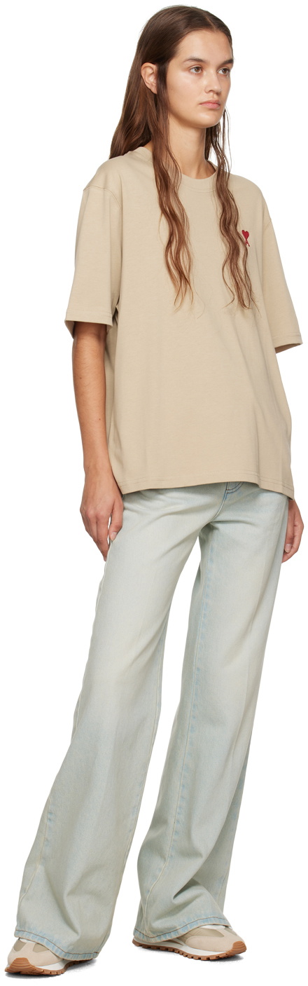 AMI Alexandre Mattiussi Beige Ami De Coeur T-Shirt