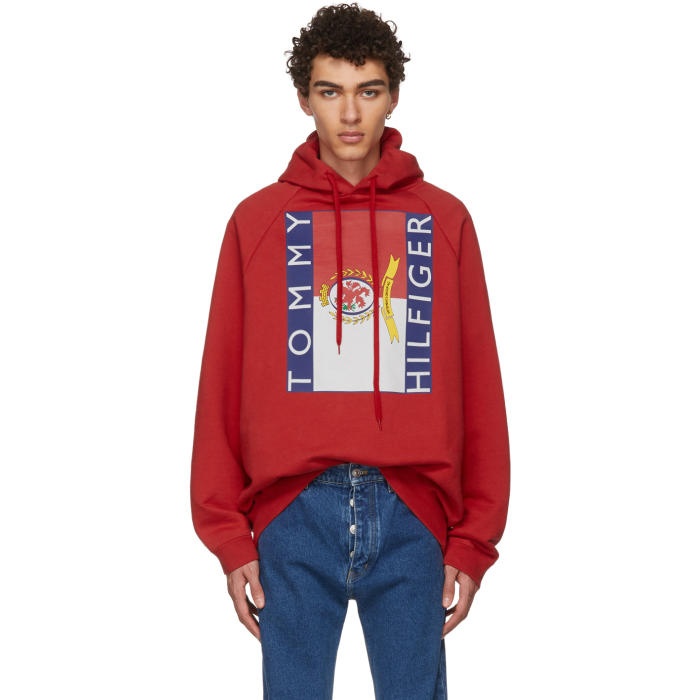 Photo: Vetements Red Tommy Hilfiger Edition Oversized Hoodie