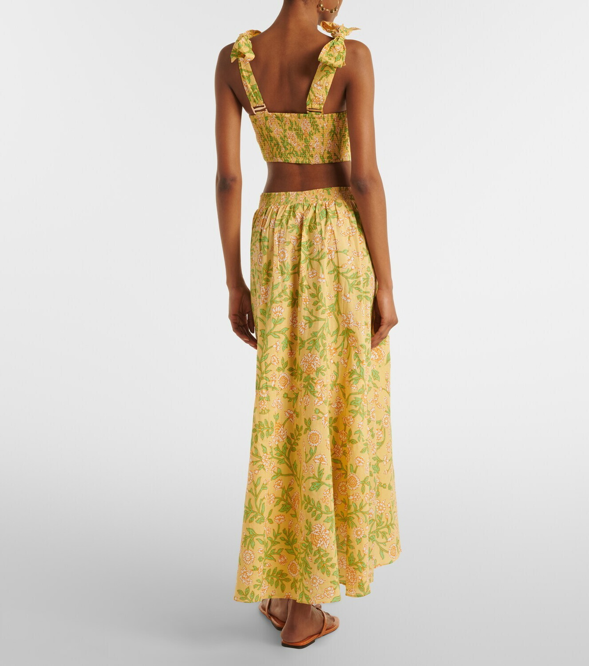 Poupette St Barth Eva floral cotton midi skirt