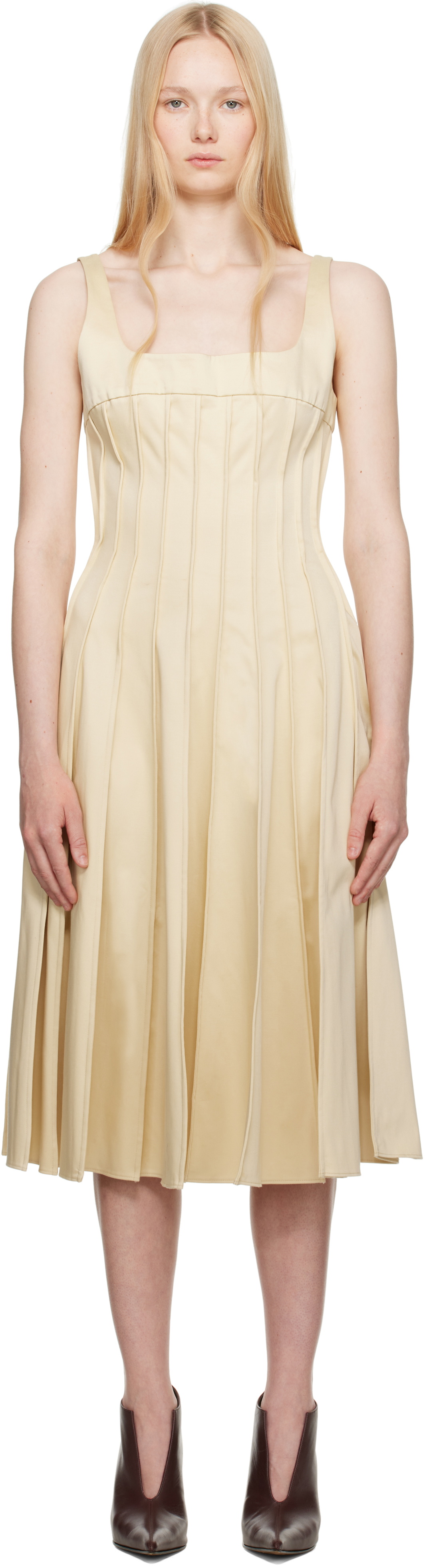 【関税込み】16Arlington ベージュ Sola ミディアムドレス 16Arlington Beige Sola Midi Dress 16Arlington