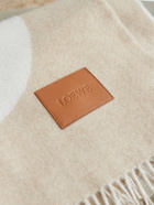 LOEWE - Anagram Leather-Appliquéd Fringed Logo-Jacquard Wool Blanket