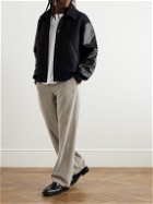 A Kind Of Guise - Bjarni Leather-Trimmed Wool and Cashmere-Blend Bomber Jacket - Blue