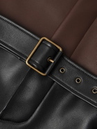 LOEWE - Belted Two-Tone Panelled Leather Coat - Black