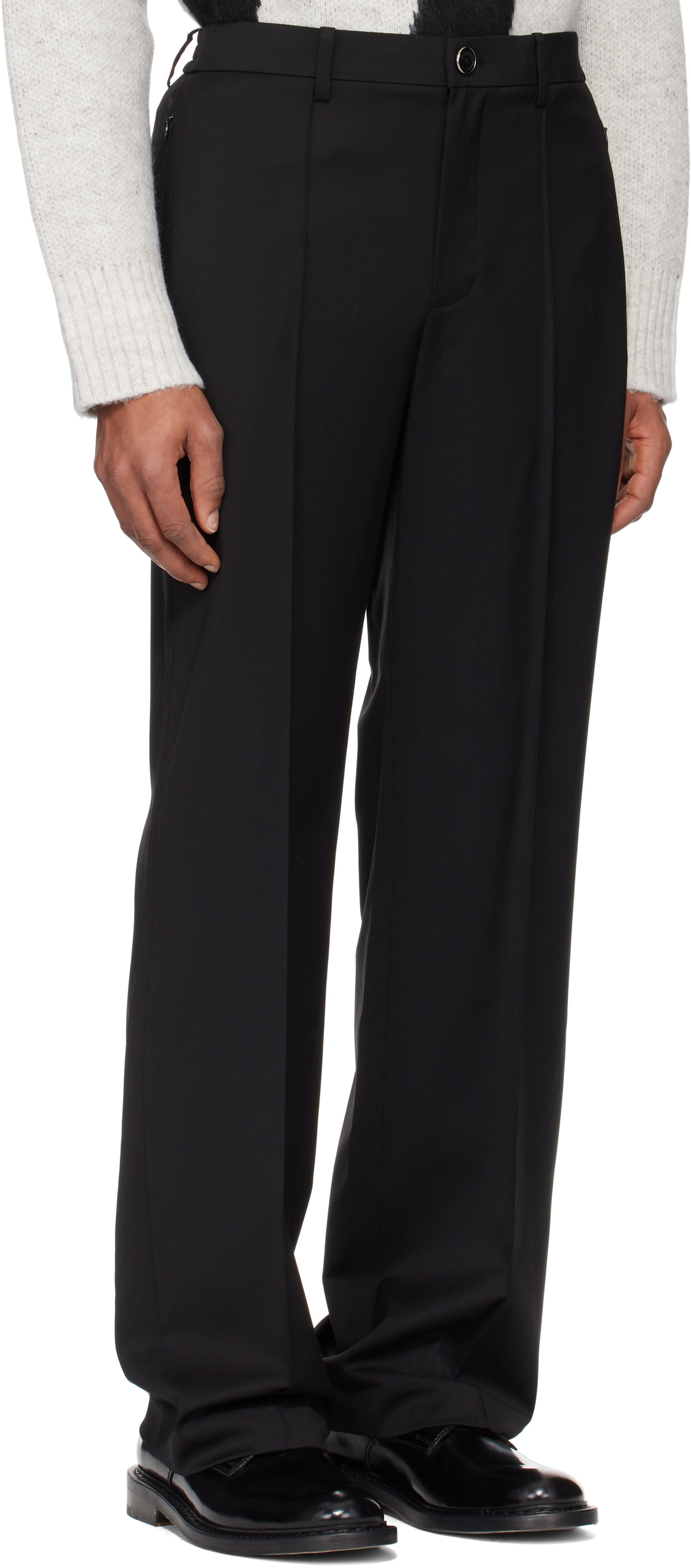 Helmut Lang Black Relaxed Wool Trousers