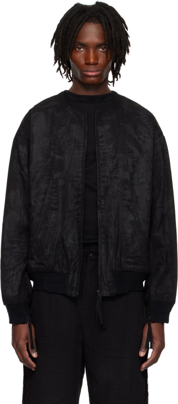 Photo: Professor.E Black Object-Faded Bomber Jacket