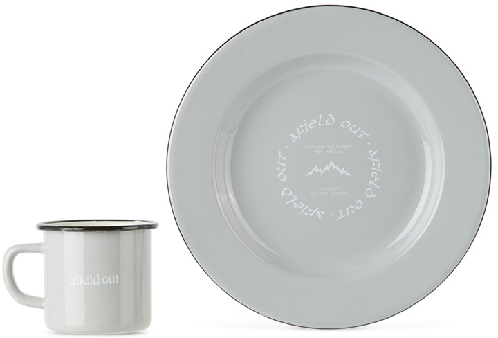 Photo: Afield Out SSENSE Exclusive Grey Enamel Plate & Mug Set
