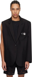 Coperni Black One-Arm Belted Pocket Tailored Blazer