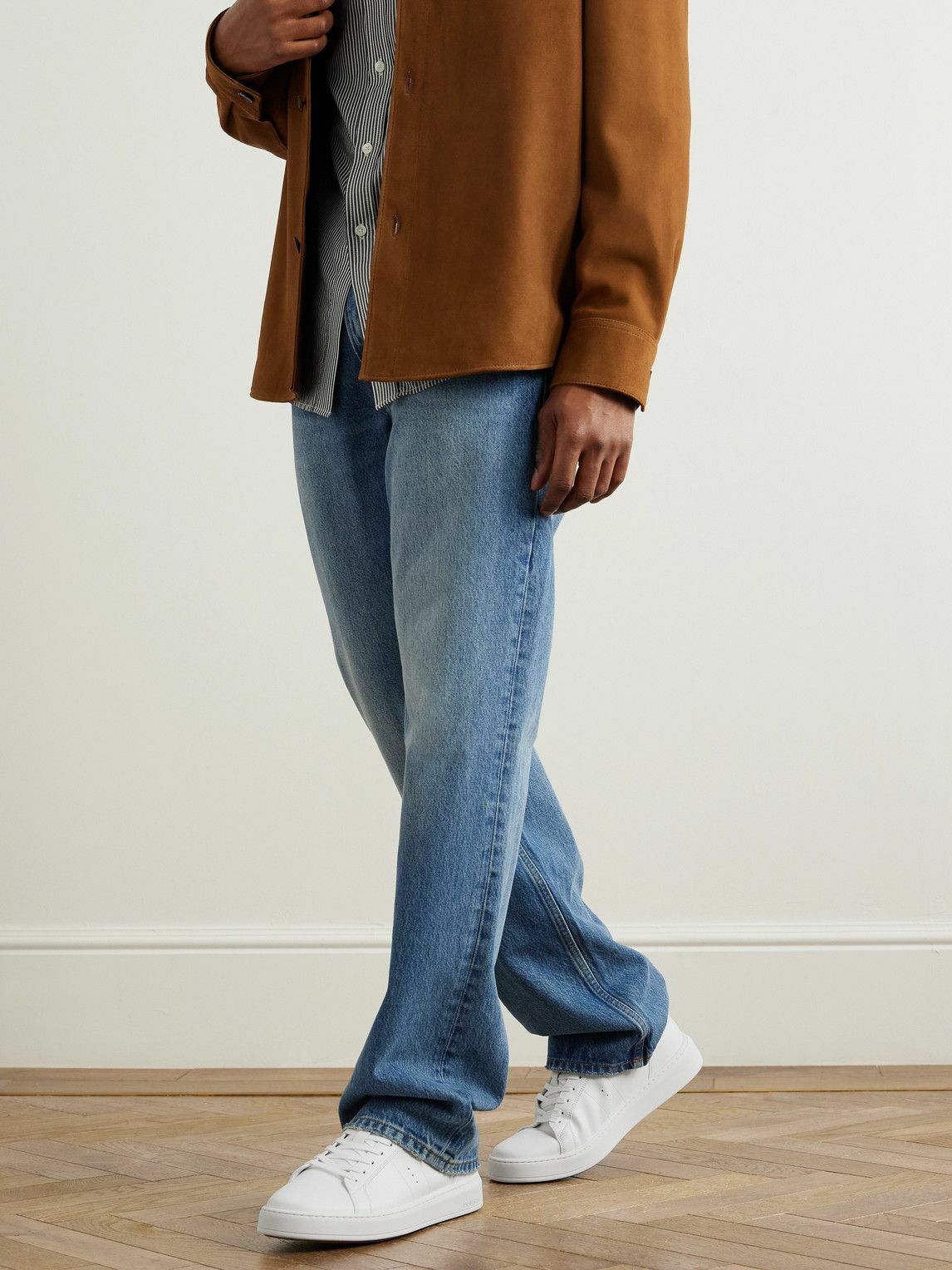 J.M. Weston - On Time Suede-Trimmed Leather Sneakers - White