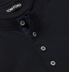 TOM FORD - Slim-Fit Cotton-Jersey Henley T-Shirt - Blue