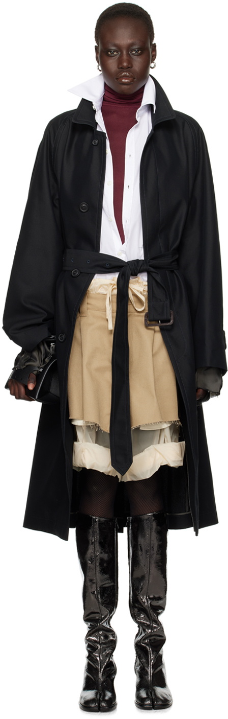 Maison Margiela Black Iridescent Trench Coat Maison Margiela