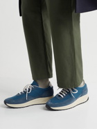 Common Projects - Track 80 Leather-Trimmed Suede and Ripstop Sneakers - Blue