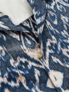 Officine Générale - Eren Camp-Collar Printed Cotton-Poplin Shirt - Blue