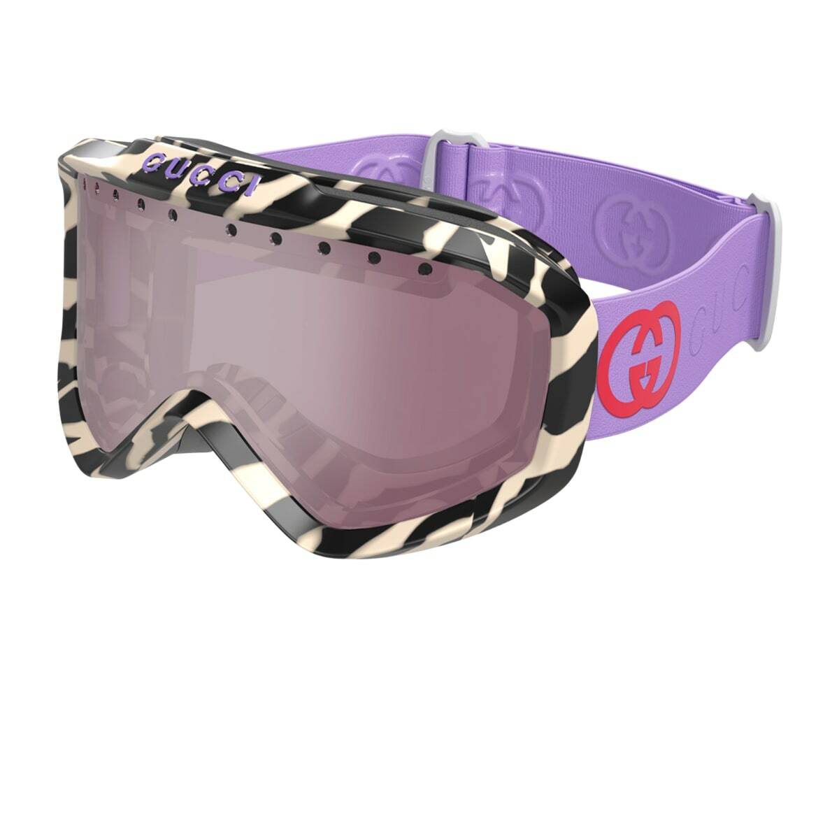 Gucci Eyewear Gucci Gg1210s Linea Lettering Sport 005 Ivory Violet Silver Sunglasses