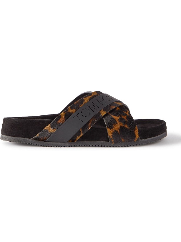 Photo: TOM FORD - Wicklow Leopard-Print Calf Hair and Leather Slides - Brown