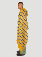 Stripe Motif Hooded Shawl in Yellow