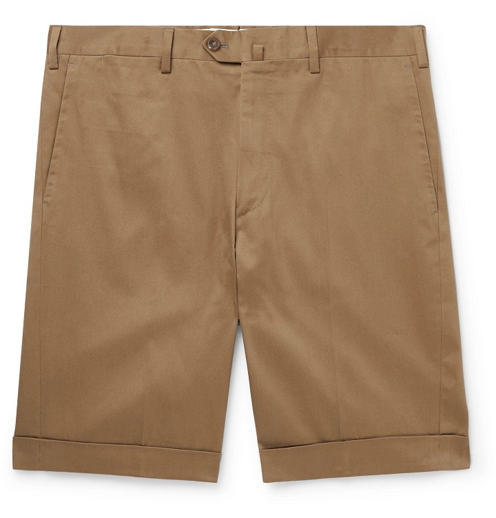 Photo: De Petrillo - Slim-Fit Cotton-Blend Shorts - Brown