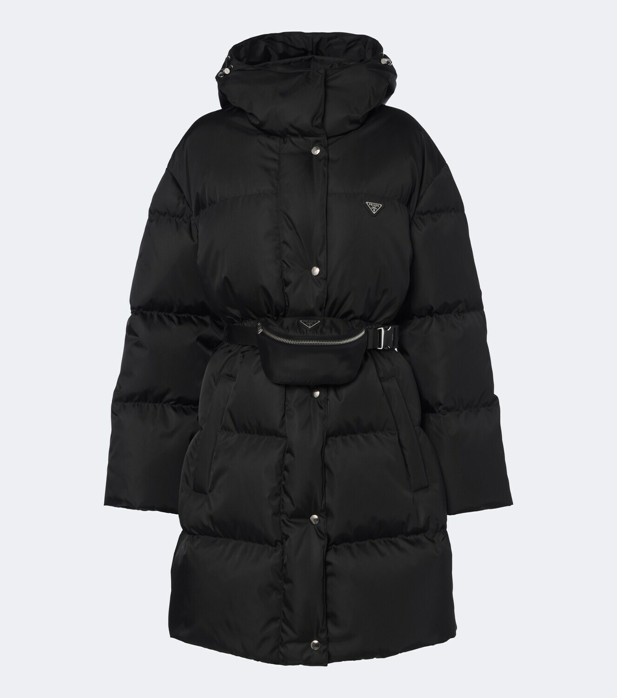 Prada Belted hooded Re-Nylon down coat