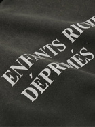 Enfants Riches Déprimés - Logo-Print Distressed Cotton-Jersey Hoodie - Gray