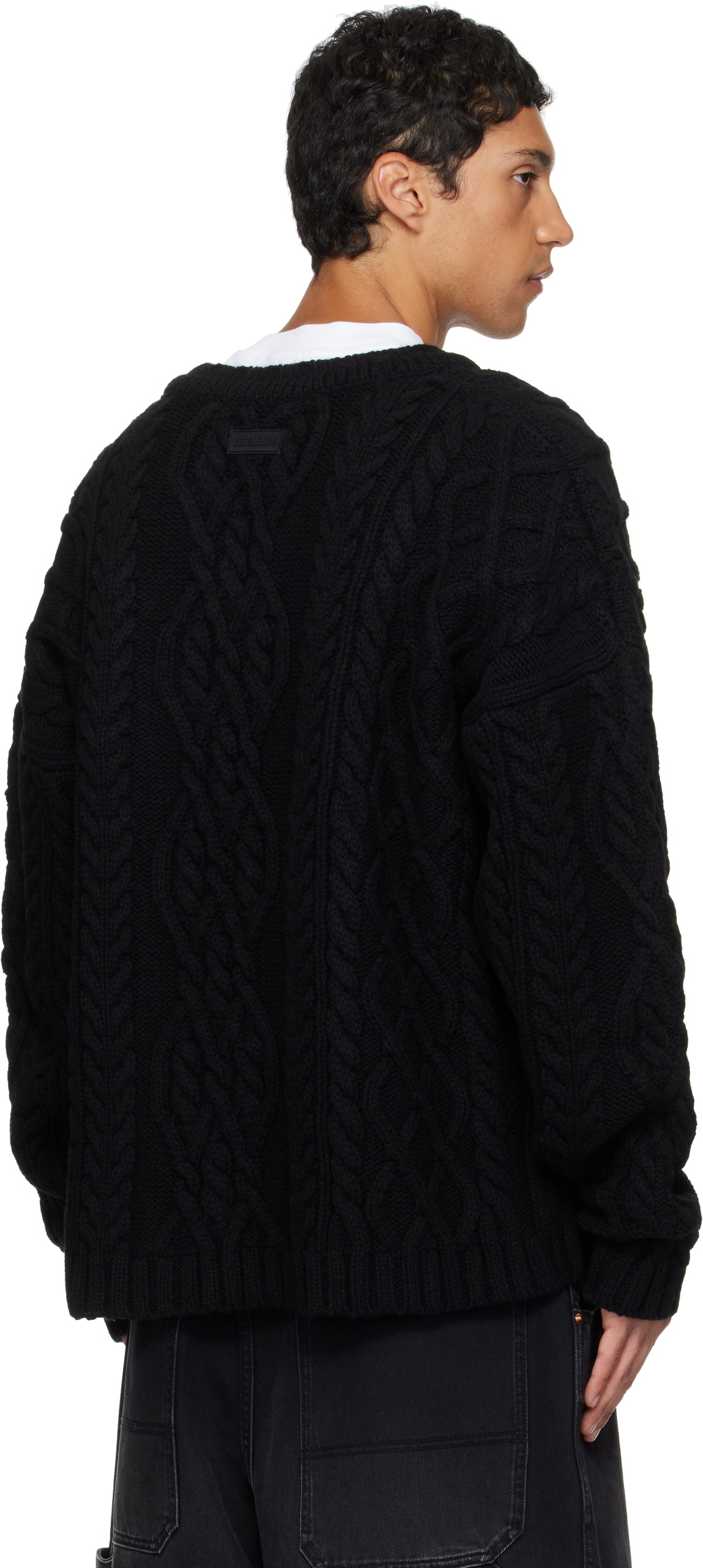 VETEMENTS Black Cable-Knit Sweater