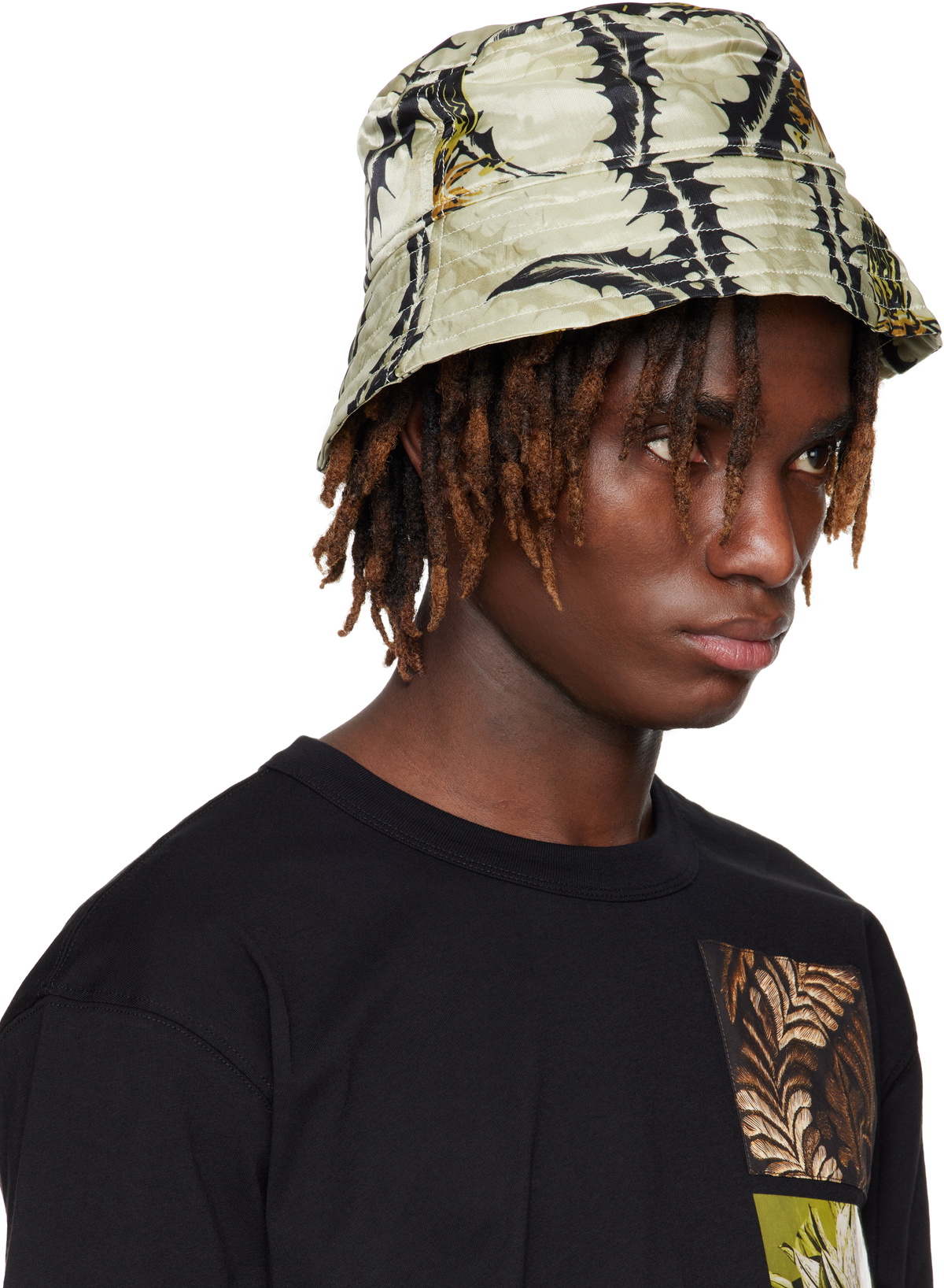 Dries Van Noten Yellow & Black Printed Bucket Hat Dries Van Noten