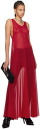 Peter Do Red Semi-Sheer Maxi Dress