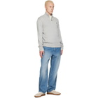 Polo Ralph Lauren Gray Knit Embroidered Logo Track Jacket