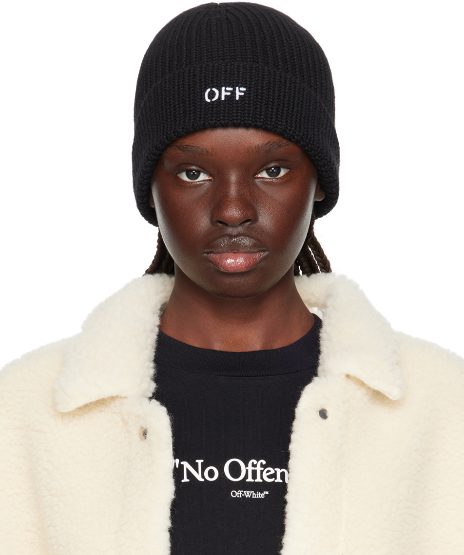 Off White Black Classic Beanie Off White