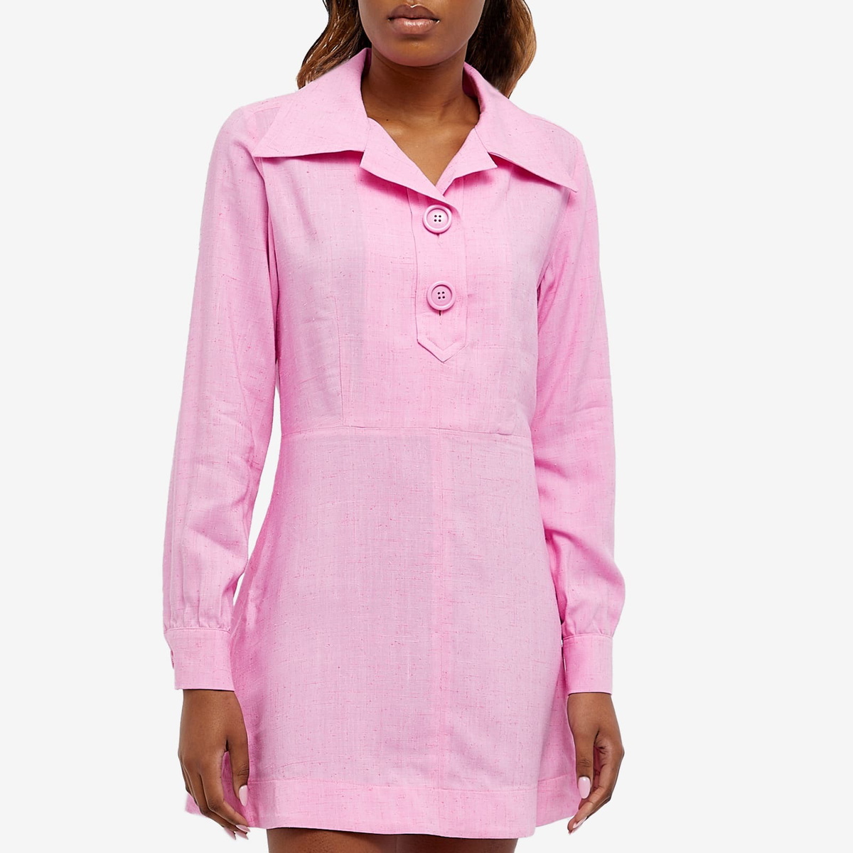 AMI Paris Women's AMI Buttoned Collar Mini Dress in Candy Pink AMI