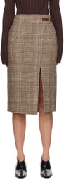 Recto Beige Check Wrapped Midi Skirt