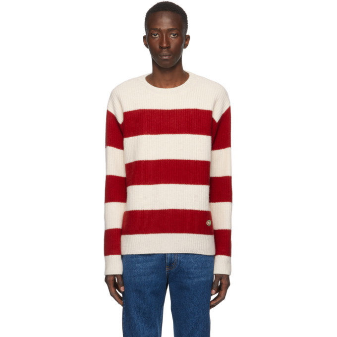 Photo: Gucci Red and Off-White Stripe GG Sweater