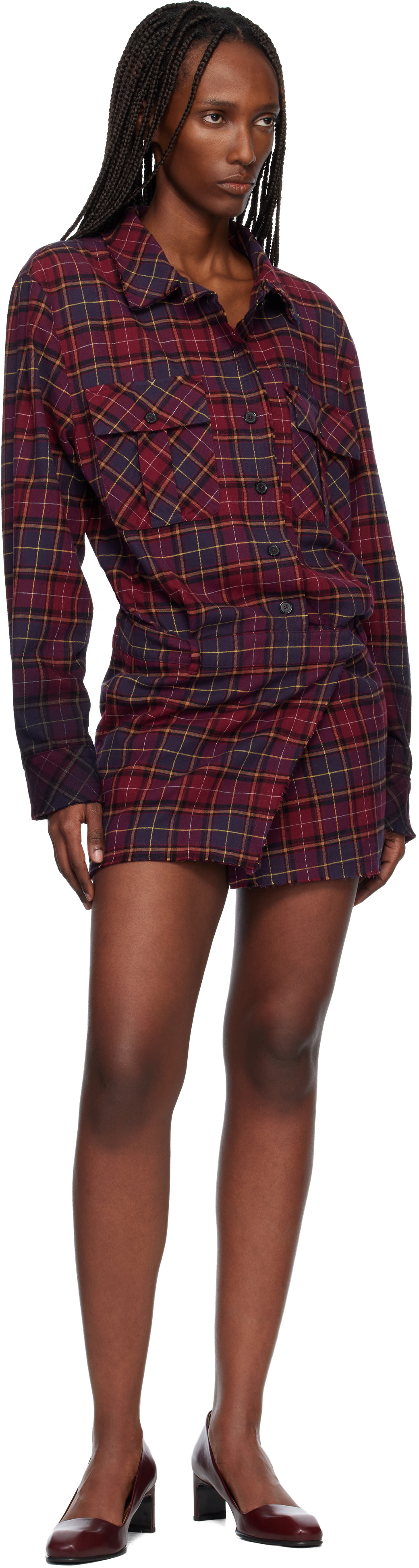 Off-White Red Check Flannel Arrow Minidress