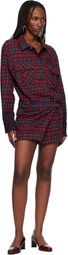 Off-White Red Check Flannel Arrow Minidress