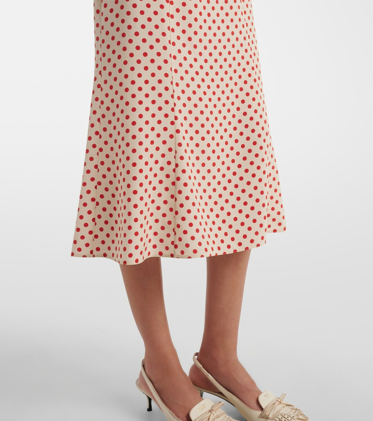 Prada Scarf-detail polka-dot silk midi dress