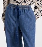 Valentino Cotton chambray wide-leg pants