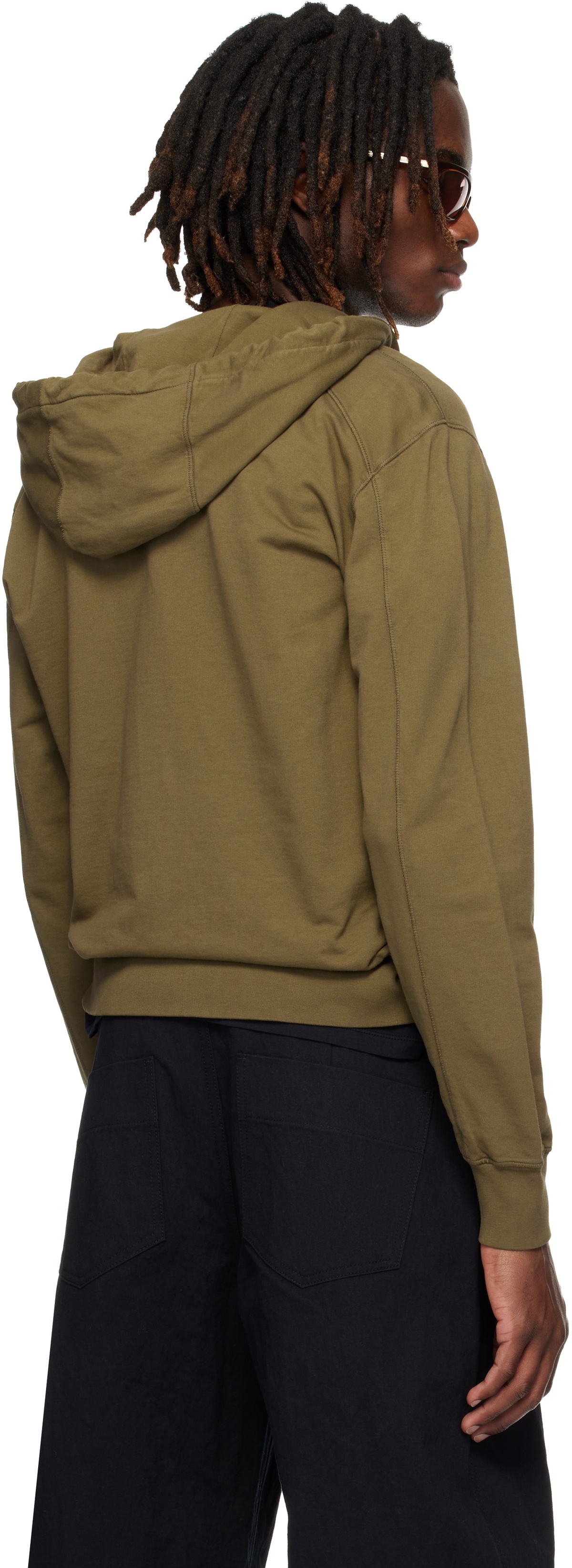 C.P. Company Khaki Light Fleece Zip Lens Hoodie