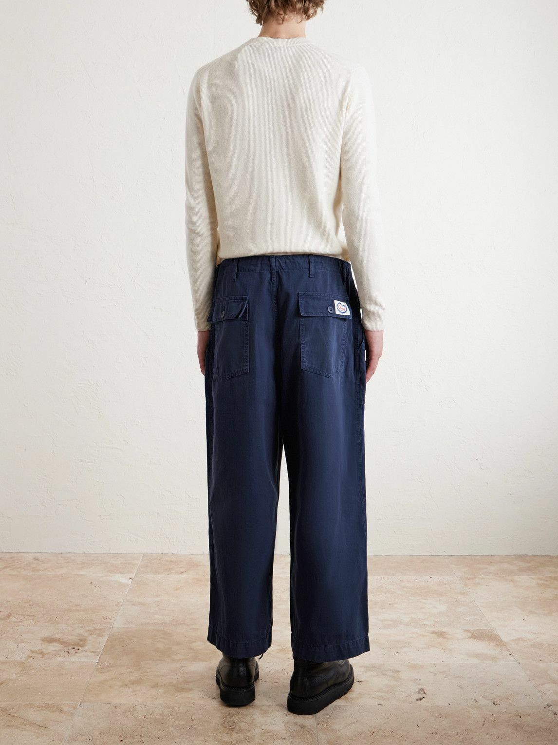Cherry Los Angeles - Parachute Wide-Leg Herringbone Cotton Trousers - Blue