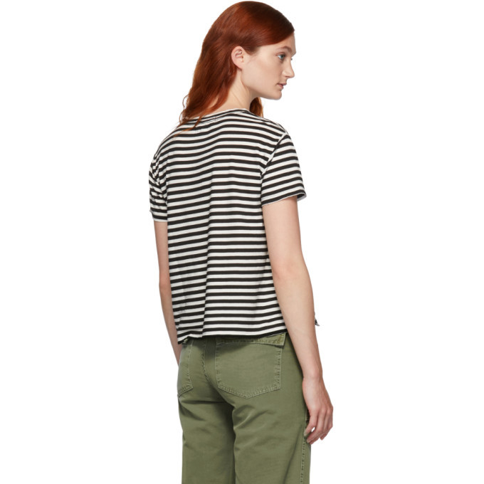 Amo Black and White Striped Twist T-Shirt