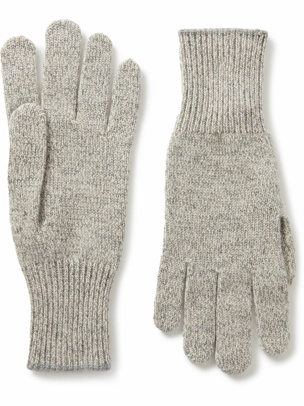 Photo: Brunello Cucinelli - Contrast-Tipped Cashmere Gloves - Gray