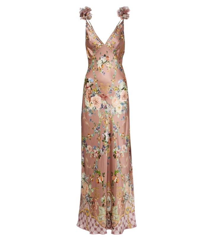 Photo: Camilla Floral silk satin slip dress