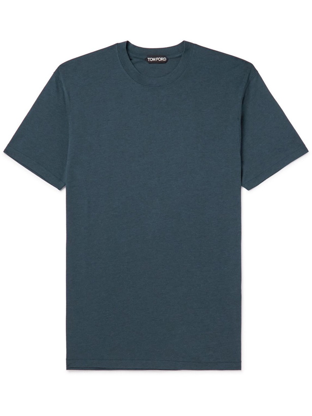 Photo: TOM FORD - Lyocell and Cotton-Blend Jersey T-Shirt - Blue