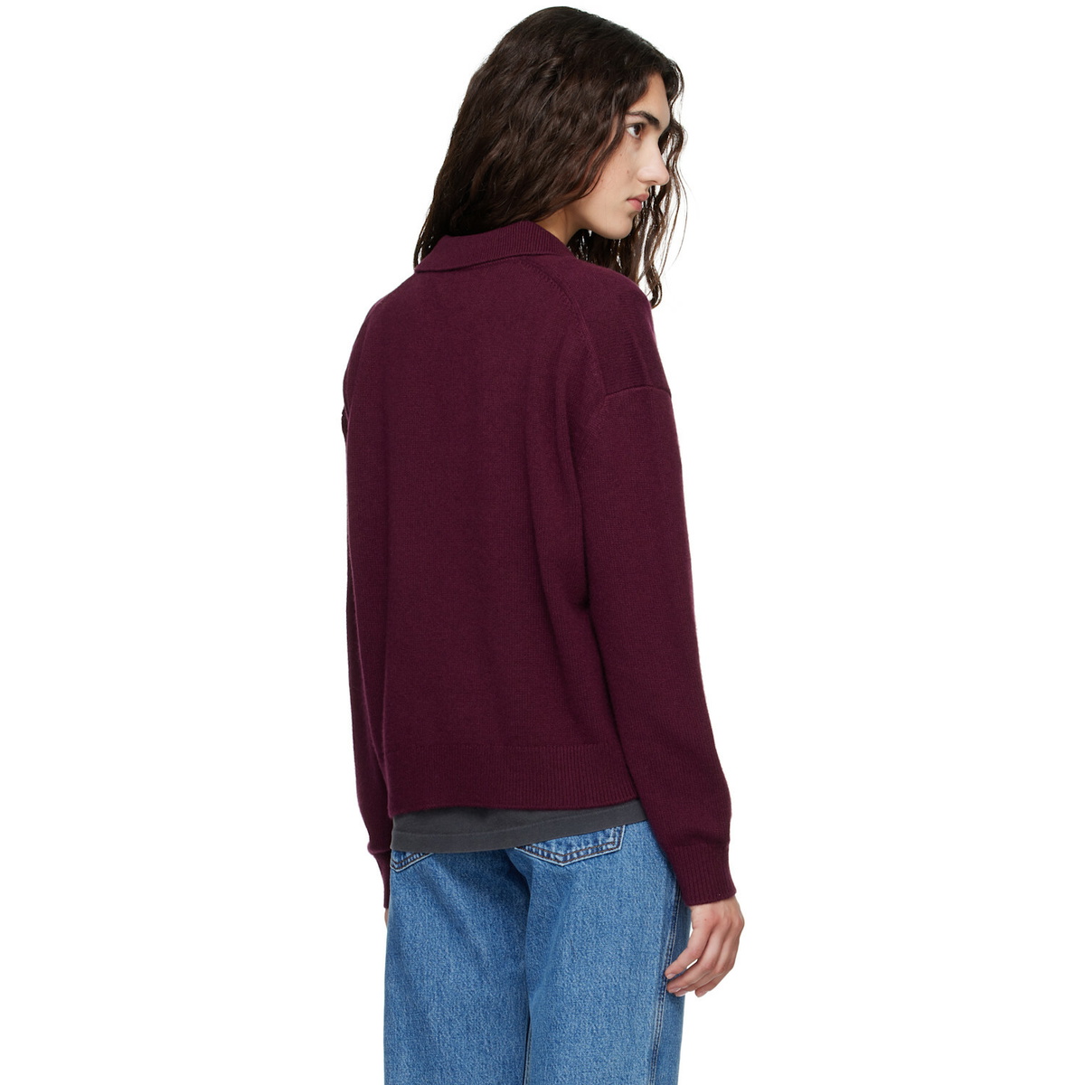 ANINE BING Burgundy Lee Polo