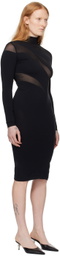 Wolford Black Sheer Opaque Midi Dress