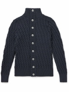 S.N.S Herning - Stark Slim-Fit Basketweave Virgin Wool Cardigan - Blue