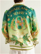 Casablanca - Joyaux D’Afrique Convertible-Collar Logo-Print Silk-Twill Shirt - Green