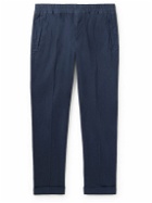 James Perse - Straight-Leg Garment-Dyed Stretch Cotton-Blend Trousers - Blue