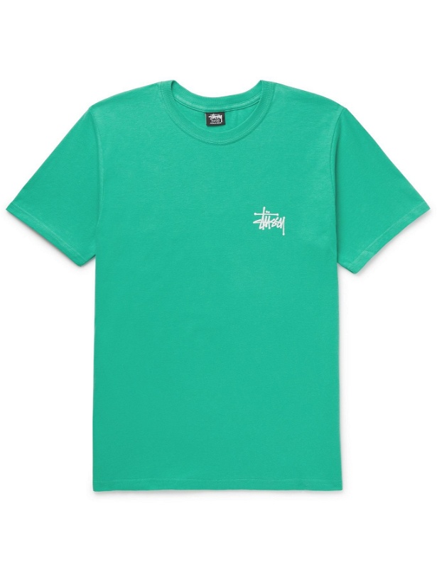 Photo: STÜSSY - Logo-Print Cotton-Jersey T-Shirt - Green