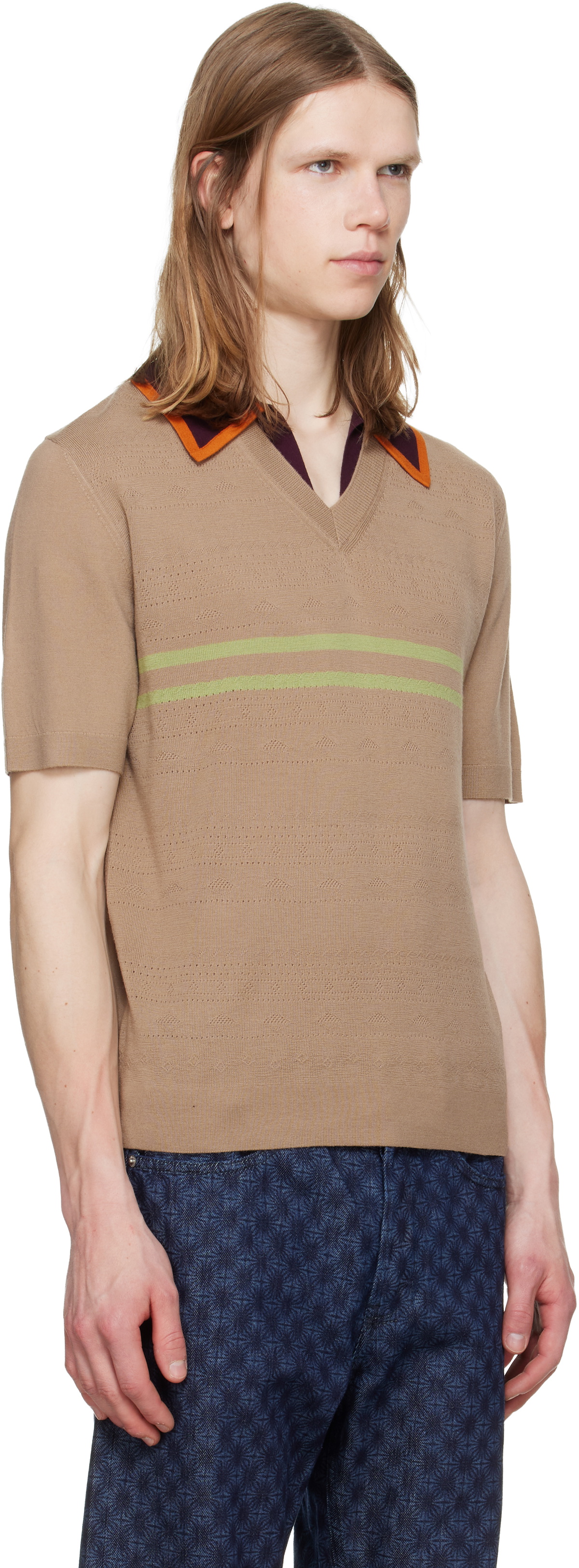 Dries Van Noten Beige Merino Wool Polo
