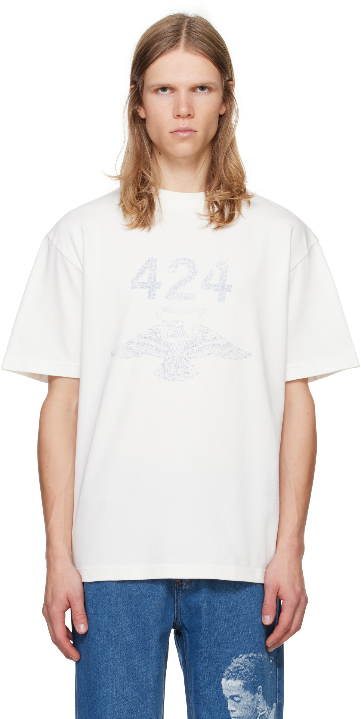 424 Off-White Cropped Alias T-shirt 424