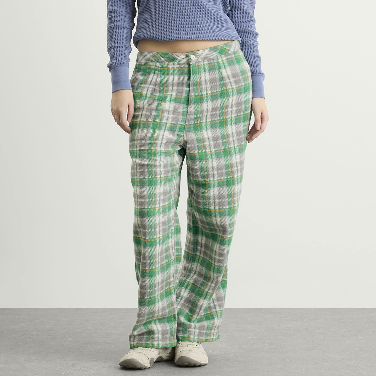 Beams Boy Women's Work Check Easy Pants in Grey