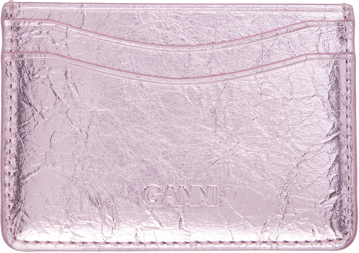GANNI Pink Bou Metallic Card Holder